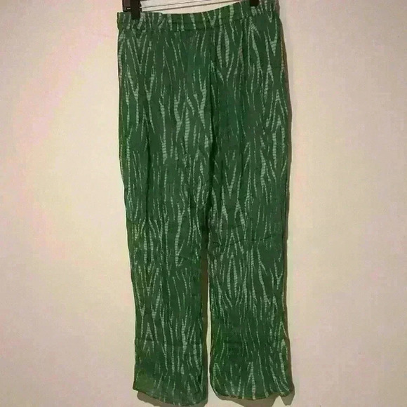 Zara boho flowy wide leg many’s, green print, medium - Picture 2 of 8